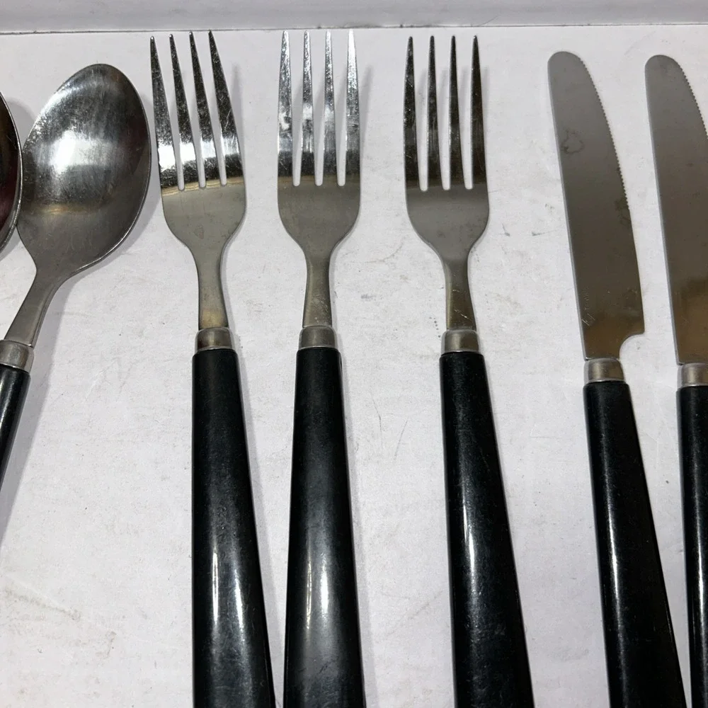 28 pc Stainless Flatware Black Composite Handle Set (2 Patterns)